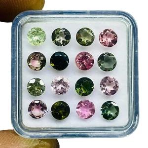 16 Pcs Natural Tourmaline 4.4mm Round Cut Multi Color Loose Gemstones 5.48 Cts - Picture 1 of 8