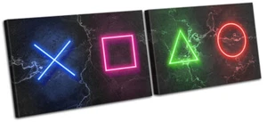 Play Station Symbols Neon Gaming MULTI CANVAS WALL ART Picture Print - Picture 1 of 1