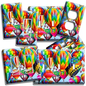 VIBRANT HOT AIR BALLOONS LIGHT SWITCH OUTLES WALL PLATE TRAVEL AGENCY ROOM DECOR - Picture 1 of 32