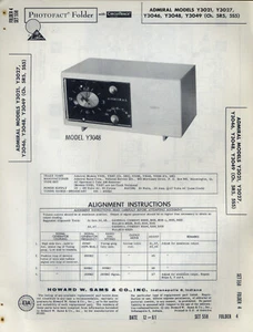 Sams Photofact Folder Admiral Models Y3021/27/46/48/49 (Ch. 5R5, 5S5) PFAX32 - Picture 1 of 1