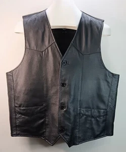 Chaleco de cuero negro Leather Gallery para hombre grande usado en excelente estado - Imagen 1 de 8