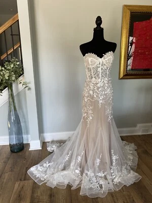 Champagne Sleeveless Mermaid Wedding Dress - Image 1 of 4