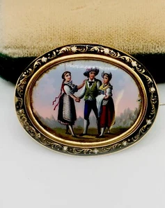 Antique 15ct Gold And Enamel Brooch Victorian C19th R138 - Picture 1 of 7
