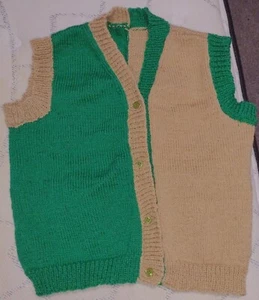 Handmade Sleeveless Jacket Green Gold For Girl Size 6 Year Old - Picture 1 of 1