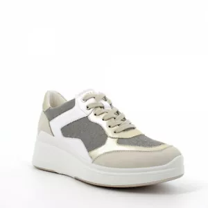 Sneakers Igi&co 1654900 Platino e panna zeppa Made in Italy SCONTO - Imagen 1 de 3