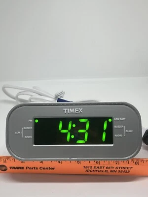 Timex  AM/FM Dual Alarm Clock Radio with 1.2-Inch Green Display Model T231 A-B - Image 1 of 4