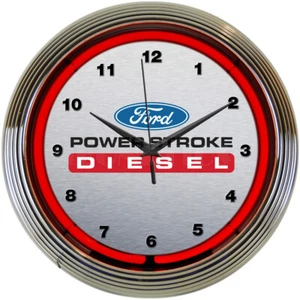 Neonetics 8FRDPS Licensed Ford Power Stroke Diesel OLP Sign Neon Clock - Picture 1 of 2