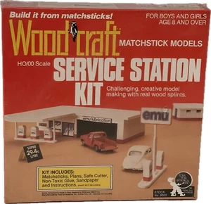 VINTAGE Woodcraft Matchstick Models HO/OO Scale SERVICE STATION KIT - Picture 1 of 4