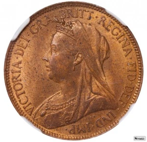 1898 United Kingdom Queen Victoria 1/2 Penny Bronze Coin NGC MS 63RB KM# 754 - Picture 1 of 3