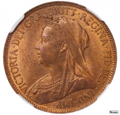 1898 United Kingdom Queen Victoria 1/2 Penny Bronze Graded NGC MS 63RB KM# 754 - Image 1 of 3