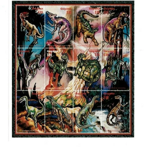 Guyana - 1996 - Dinosaurs - Sheet of Twelve stamps - MNH Cover