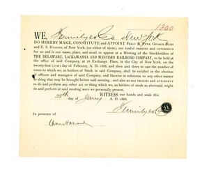 1888 Delaware Lackawanna & Western document signed Charles Harand,Dermilys & Co? - Picture 1 of 5