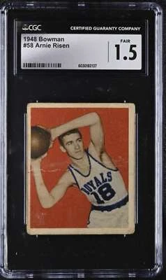 Bowman #58 1948 Arnie Risen CGC 1,5 Fair RC Rookie High Number 4180 Foto 1 de 2