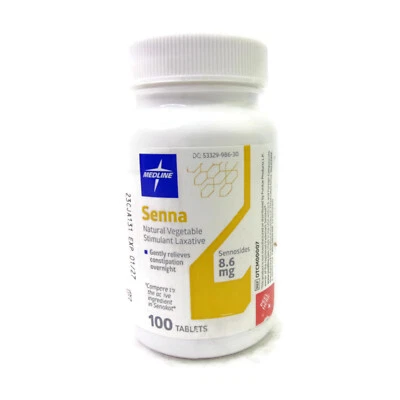 Botella de 100 quilates Medline Senna EX: 03/27 comprimidos laxantes vegetales naturales Foto 1 de 3