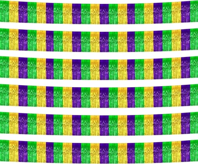 Баннер Mardi Gras 10 футов фольга бахрома гирлянда металлическая мишура растяжки W упаковка 6 шт. - Изображение 1 из 4