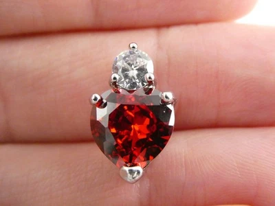 Colgante deslizable corazón circonita cúbica enchapado en plata 2,9 g S925,5 pulgadas Foto 1 de 4