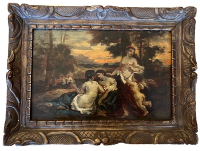 TABLEAU ANCIEN: CONVERSATION - PUTTI - NU- CAMPAGNE...CADRE !!! - Photo 1/4