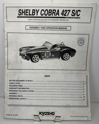 Vintage Kyosho SHELBY COBRA Mantis Instruction Manual OEM Owners Original  1996 - Image 1 of 4