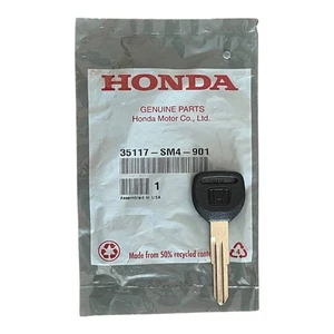 Genuine Honda Key Blank 35117-SM4-901 OEM Uncut Accord Civic CR-V Prelude Odysse - Picture 1 of 3