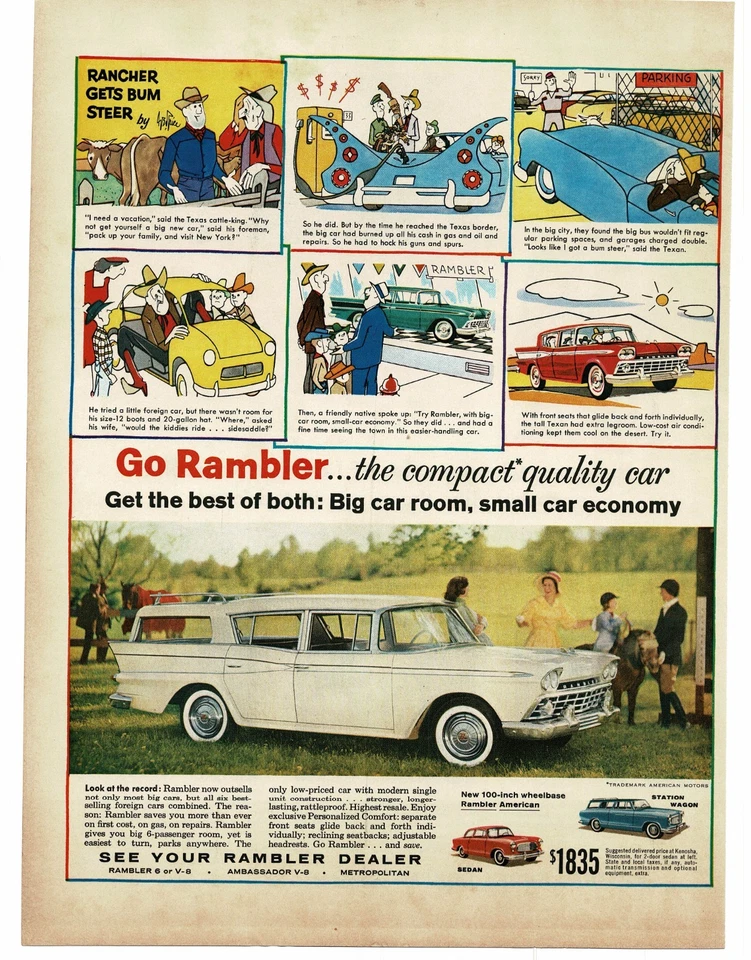 Rambler Cross Country 1959 camioneta blanca anuncio impreso vintage Foto 1 de 1