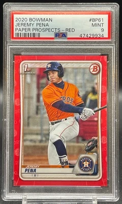 Jeremy Pena 1st Bowman /5 Red 2020 Bowman Rookie Paper Prospect PSA 9 Astros - Image 1 of 2