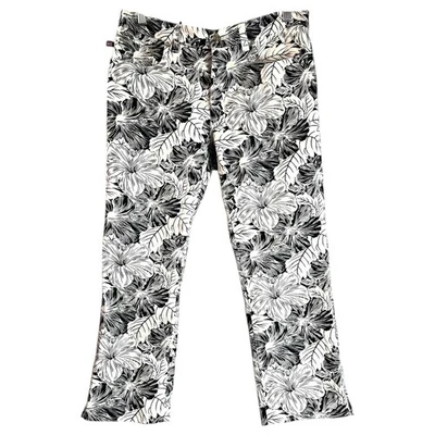Ralph Lauren Polo Jeans Co Floral Capri Pants Black White Hibiscus Size 8 Womens - Image 1 of 4