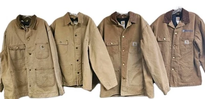 LOT OF 4 VINTAGE CARHARTT JACKETS CORDUROY COLLAR DETROIT DISTRESSED FADED LARGE - image 1 of 4