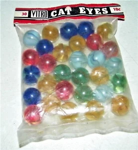 DE COLECCIÓN VITRO OJOS DE GATO, BOLSA DE CANICAS DE 30 UNIDADES, "EL ORGULLO DE LOS JÓVENES AMERICANOS" - Imagen 1 de 3