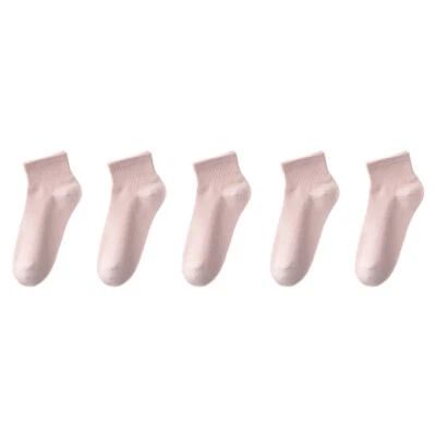 5 pares de calcetines cómodos cortos lisos de algodón suaves al tobillo de algodón para mujer Foto 1 de 4
