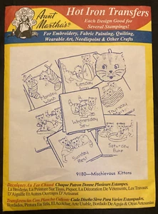 Aunt Martha's Hot Iron Transfers 9180 Mischievous Kittens Days of Week & Chores - Picture 1 of 2