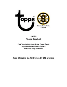 1970's Topps Baseball Pick Your Hall Of Fame & Star Player Cards - Picture 1 of 217