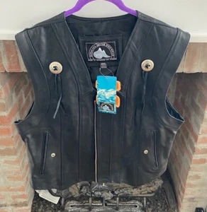 Gilet uomo Himalaya Motor Wear 4X in vera pelle con zip nuovo con etichetta - Foto 1 di 7
