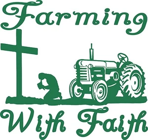 Farm Faith Christian Cross Praying Tractor Car Truck Window Vinyl Decal Sticker - Picture 1 of 2