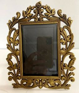 Vintage Solid Brass Ornate Picture Frame, 3 1/4, 4 3/4" Photo,  Korea - Bild 1 von 8