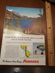 Vintage print ad 1956 Panagra Airlines DC 7B Lago do Moreno in Argentina - Picture 1 of 2