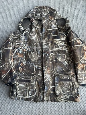 Abrigo extraíble Whitewater Ducks ilimitado bloqueador de lluvia camuflaje caza 2 en 1 para hombre L Foto 1 de 4