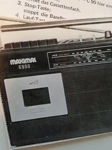MAXIMAL 6900 1980 manual/gráfico/radio mapa/etiqueta de casete artículo alemán efímero - Imagen 1 de 5