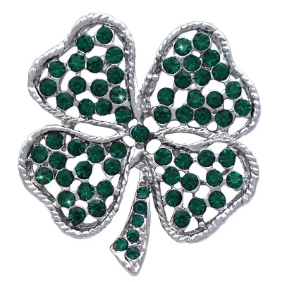 Regalo Día de San Patricio 4 Hojas Trébol Irlandés Broche Prendedor Collar Colgante Foto 1 de 4