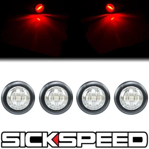 4 PC CLEAR LENS RED LED LIGHT ROUND SIDE MARKER TURN SIGNAL LED LIGHT KIT P4 - Picture 1 of 1