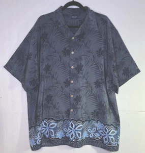 Hawaiian Surf Board Side Out Mens XL Shirt Tropical Floral Gray, Blue S/S NWOT - Picture 1 of 6