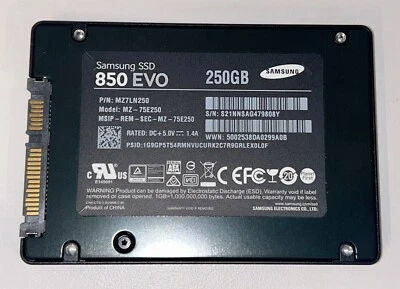 Genuine Samsung 850 EVO MZ-75E250 250GB 2.5" SATA III SSD Solid State Drive - Image 1 of 3