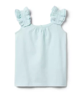 NWT Janie and Jack Light Blue Ruffle Strap Tank Top Girls Size 6 - Picture 1 of 6