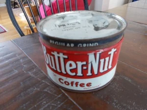 Sammlerstück Butter-Nuss Marke 1 Pfund Kaffeedose • Original Patina - Bild 1 von 2