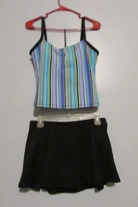 Mehrfarbiges Damen-Tankini-Set schwarz Schwimmen Skort mit Tankini Größe 10 EUC!!! - Bild 1 von 3