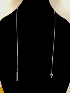 Stella & Dot Triangle Lariat Silver Necklace - Gorgeous! Versatile! Multi Styles - Picture 1 of 8