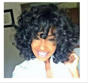 Women Short Curly Natural Synthetic Hair Wigs Afro Loose Kinky Curly - Picture 1 of 9