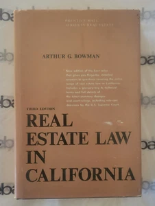 Real Estate Law In California Prentice Hall Series By Arthur G. Bowman 1970 HBDJ - Foto 1 di 3