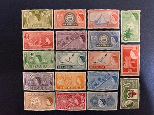 Bermuda Postage Stamps 1953 Complete Lot Of 18 With QE II And Local Landmarks - Picture 1 of 5