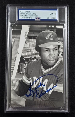 FRANK ROBINSON Signed Real Photo Postcard-HOF-INDIANS-ORIOLES-REDS-PSA 9 Auto - Image 1 of 4