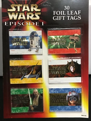 Guerra de las Galaxias Episodio 1 (30) HOJA DE LÁMINA ETIQUETAS DE REGALO Navidad ¡NUEVO! R2-D2 1999 y Anakin! Foto 1 de 2